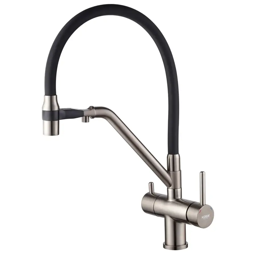 Кухонний змішувач з силік. виливом і вих. для питної води KOER KB-72006-07 (KR3382)