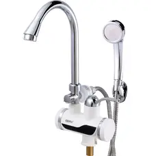 Водонагрівач 3,3 kW проточний, з індикатором температури, на мийку ZERIX ELW08-E (зі шлангом та лійкою) (ZX0454)