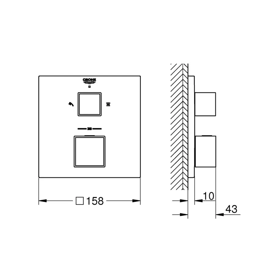 Термостат прихованого монтажу на 2 споживача Grohe Grohtherm Cube (24154000)