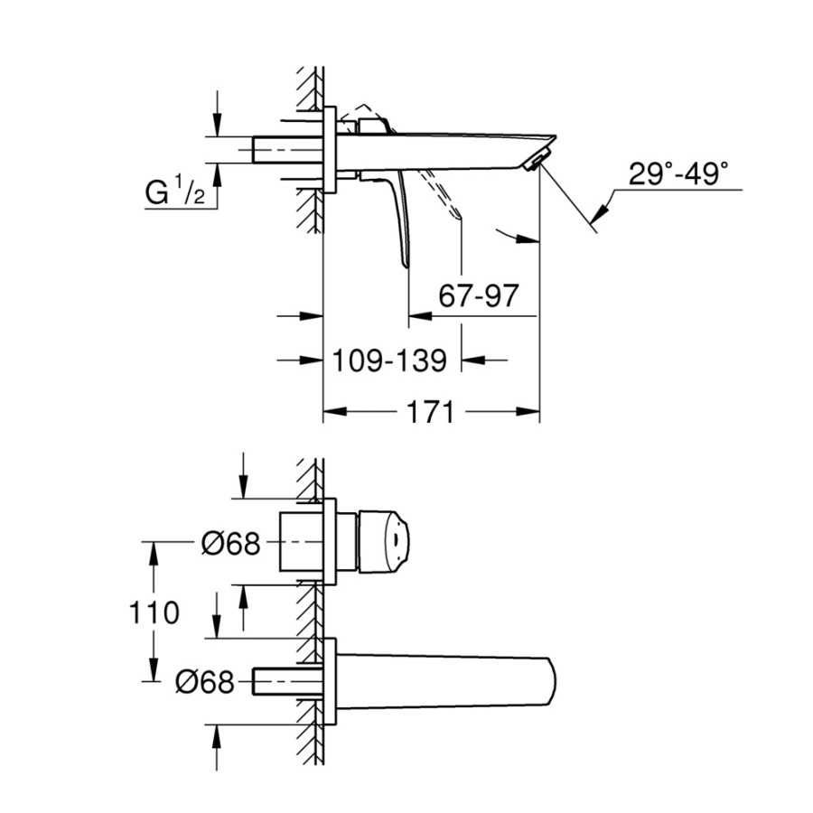 Змішувач для раковини прихованого монтажу Grohe Eurosmart New (29337003)