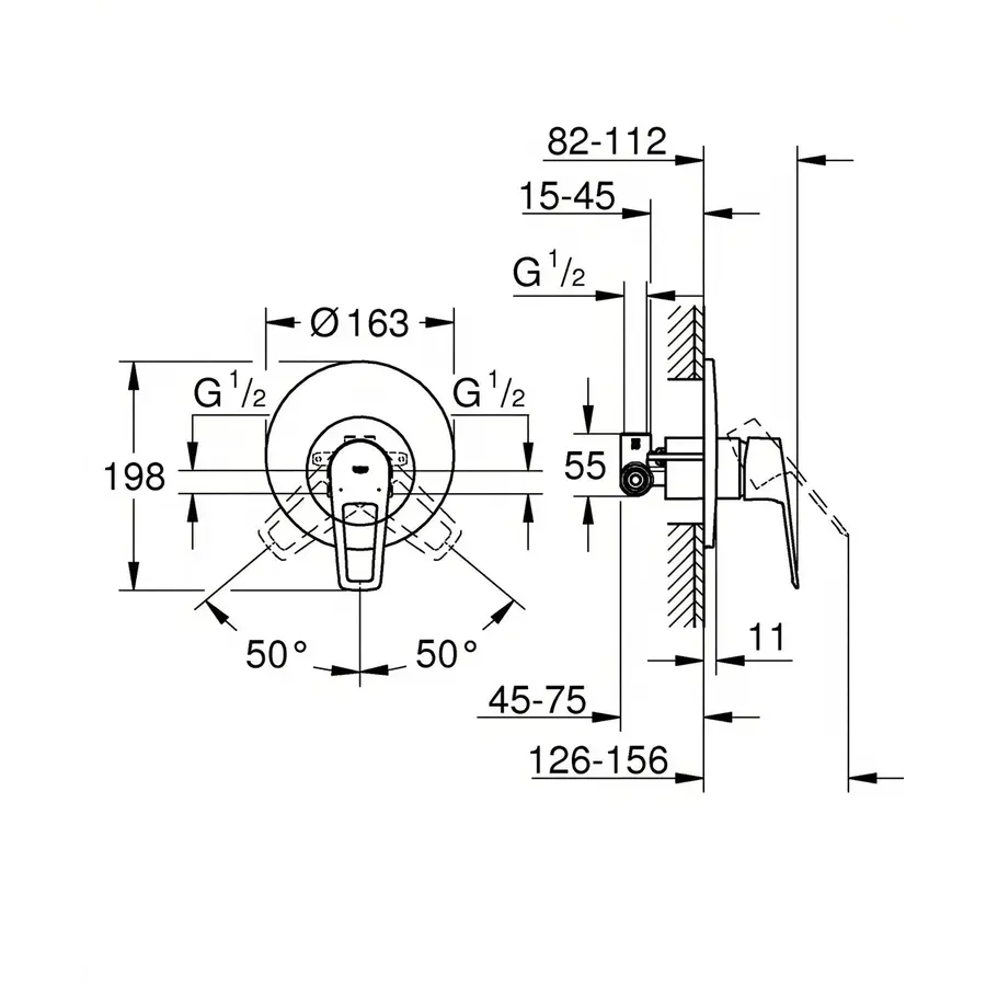 Змішувач прихованого монтажу для 1 споживача Grohe BauLoop New (29080001)