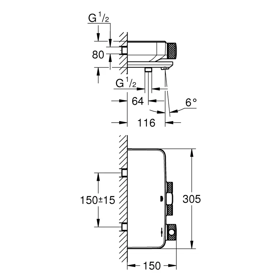 Змішувач для ванни з термостатом Grohe Grohtherm SmartControl (34718000)