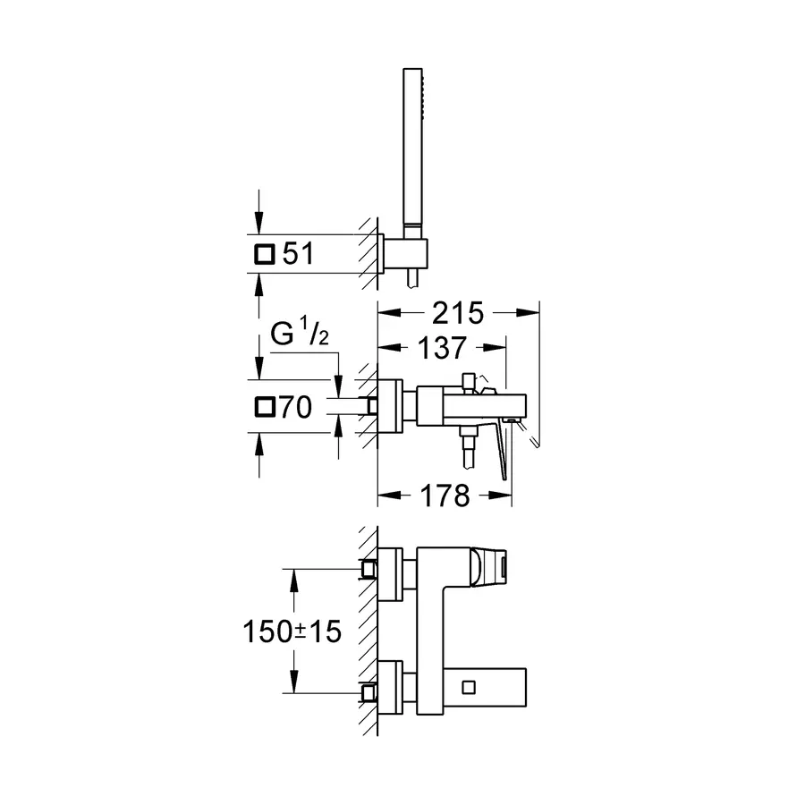 Змішувач для ванни Grohe Eurocube (23141000)