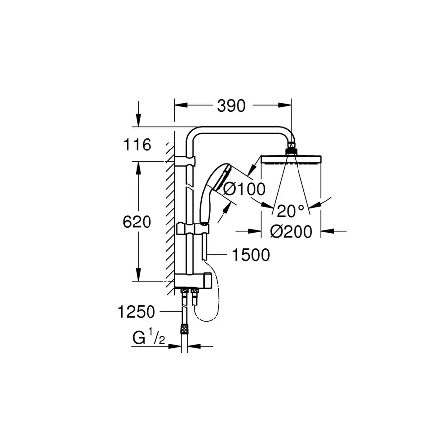 Душова система із перемикачем Grohe New Tempesta System (27389002)