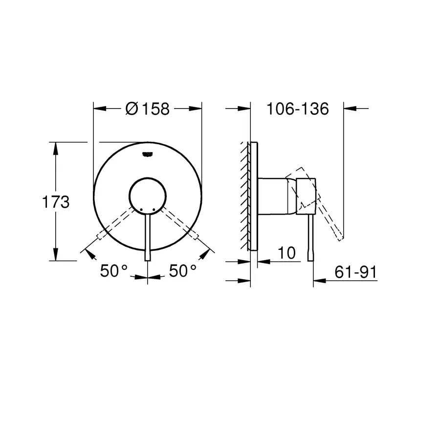 Змішувач прихованого монтажу для 1 споживача Grohe Essence New (24057001)
