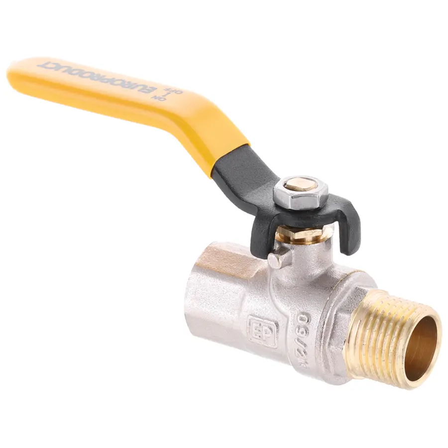 Кран кульовий Europroduct EP.211 - 1/2" FM ГШВ YELLOW, ручка "важіль" жовта (EP2951)