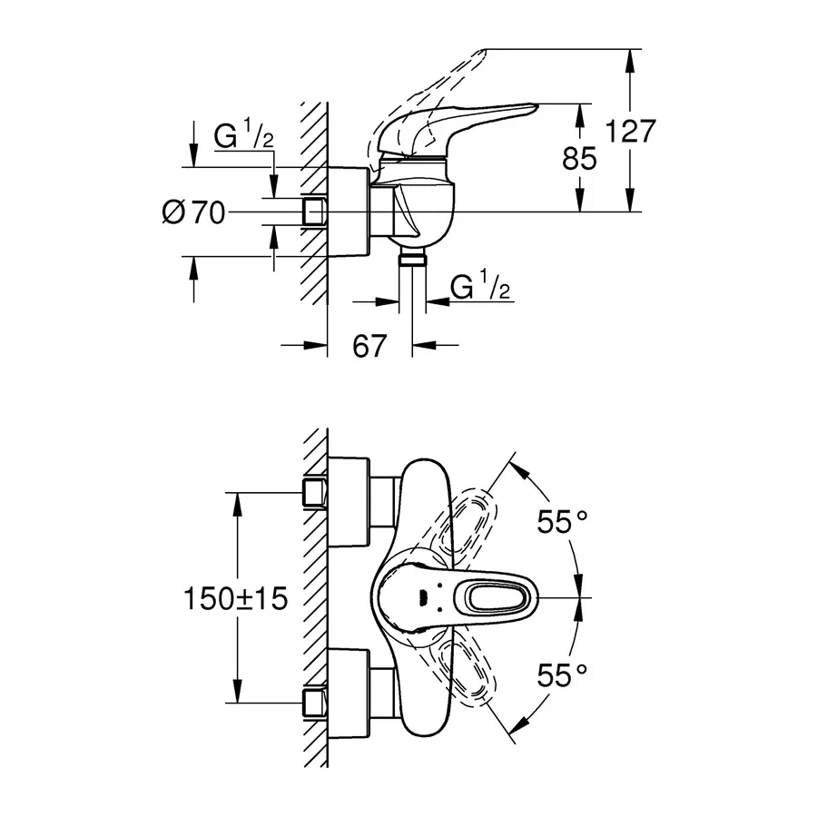 Змішувач для душу Grohe Eurostyle (33590003)