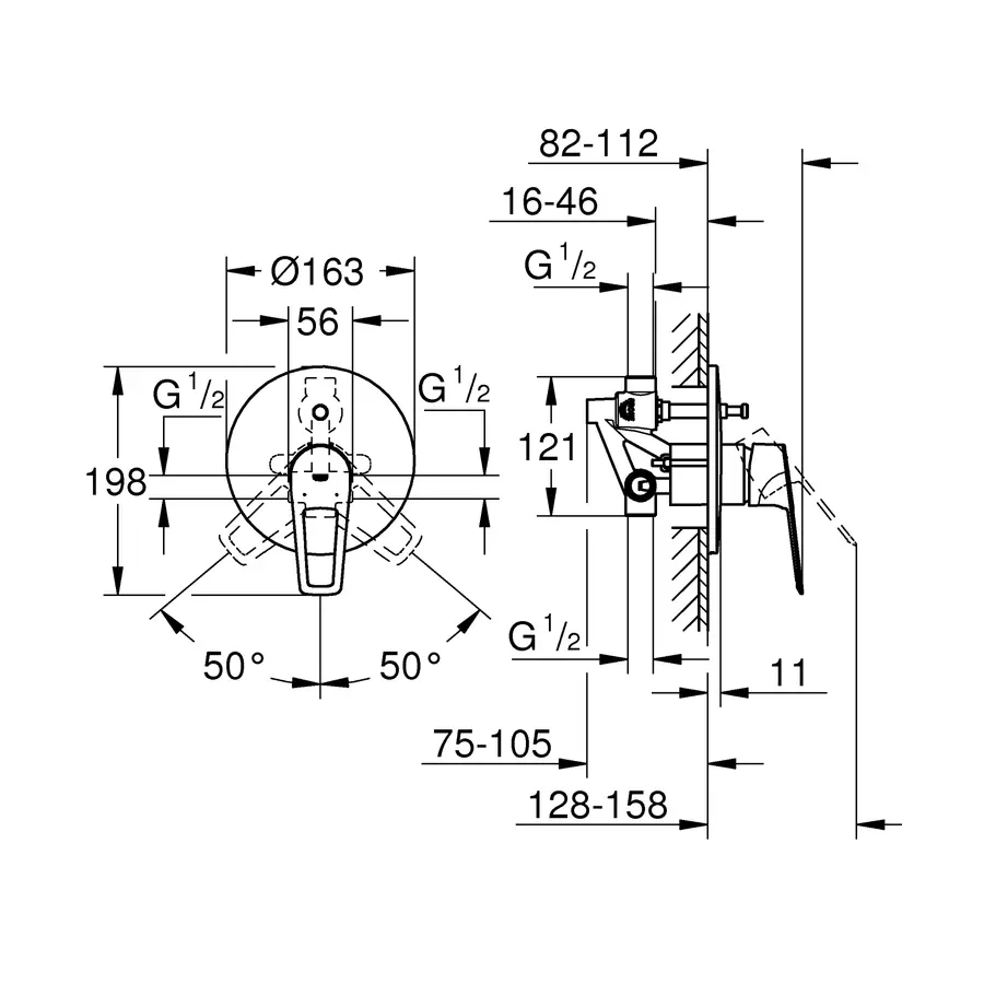 Змішувач прихованого монтажу на 2 споживача Grohe BauLoop New (29081001)