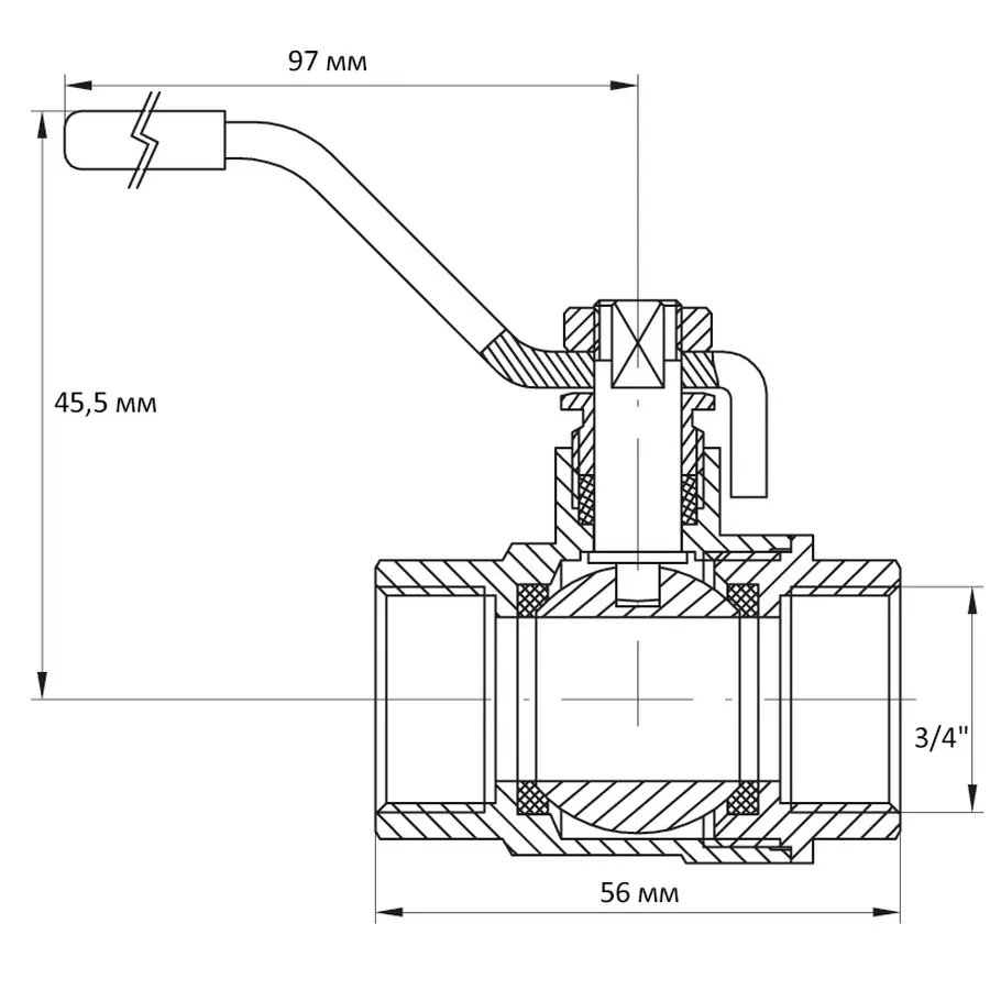 Кран кульовий Koer 3/4" ГГР (KR.214) (KR0042)
