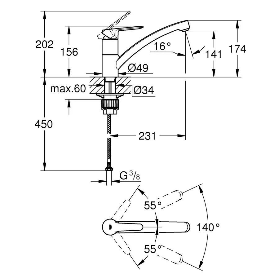 Змішувач для кухні Grohe BauEco (31680000)