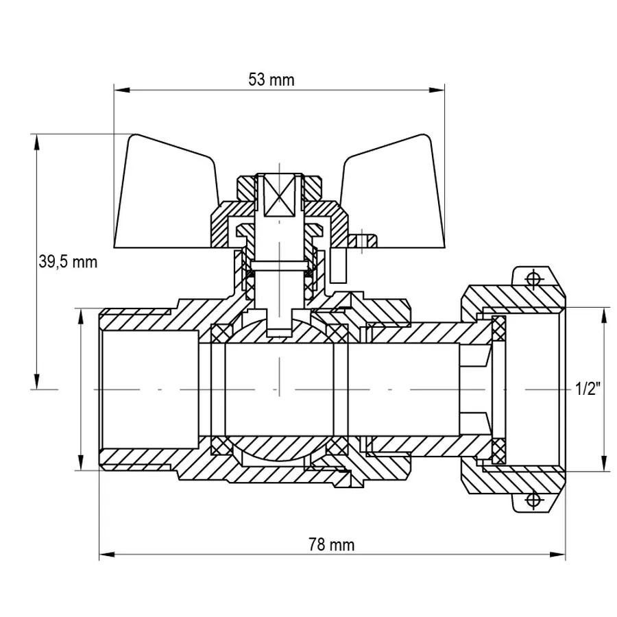 Кран з накидною гайкою 1/2" ГШМ газ Koer KR.220.G (KR0166)