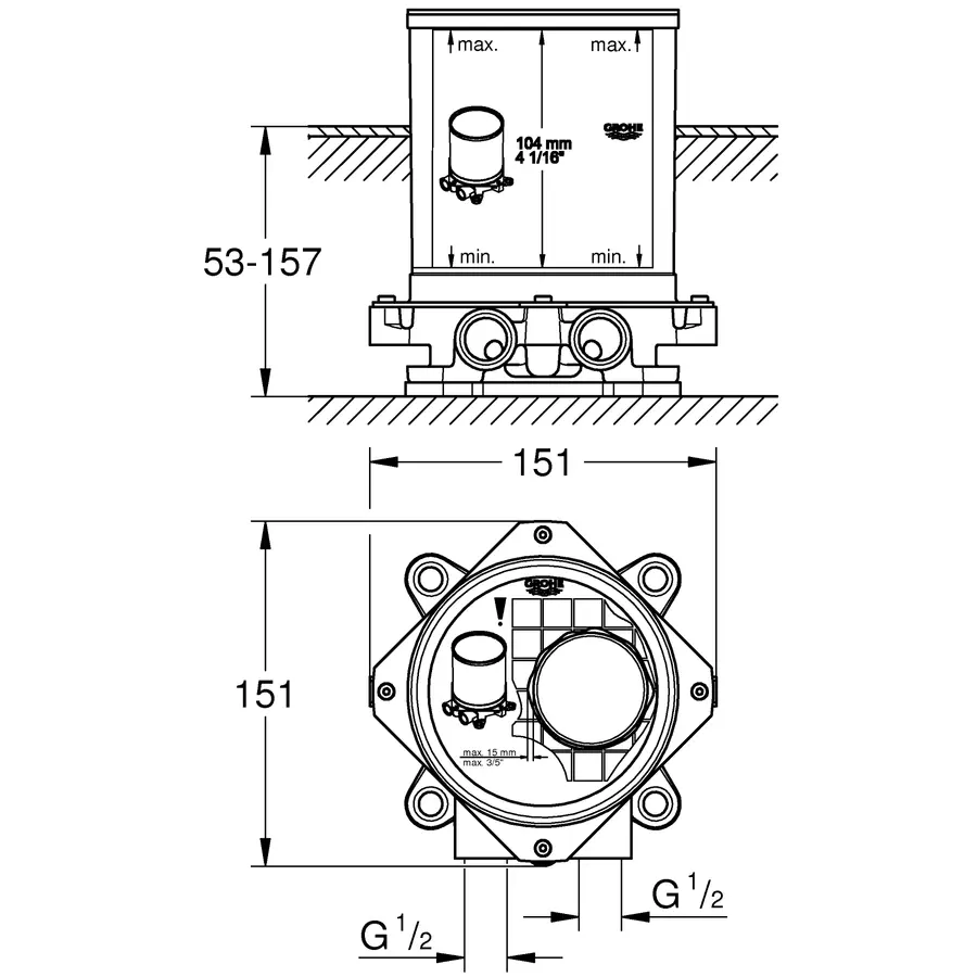 Вбудована частина підлогового змішувача Grohe (45984001)