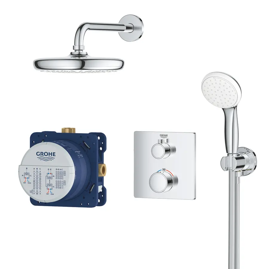Душова система прихованого монтажу з термостатом Grohe Grohtherm Convent. Concealed (34729000)