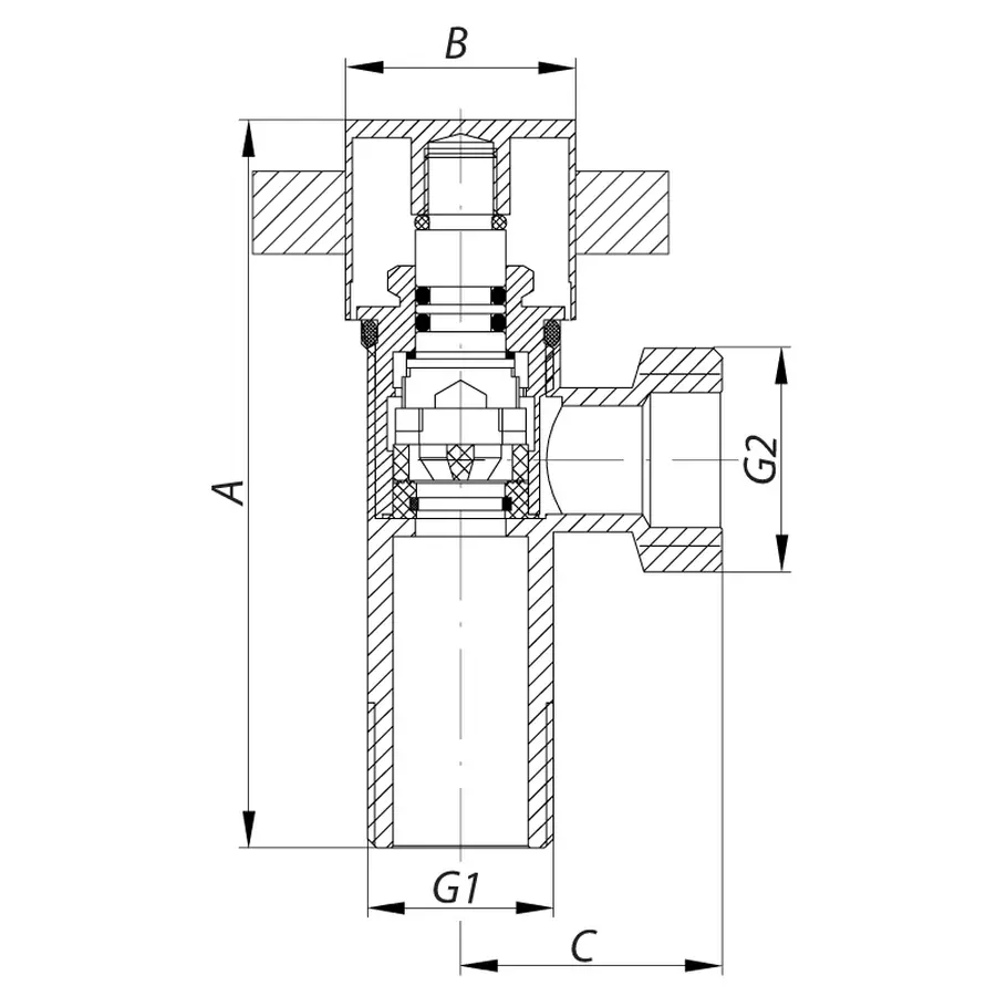 Кран для підключення сантехприладів KOER 1/2x3/4 (KR.517) (KR0109)