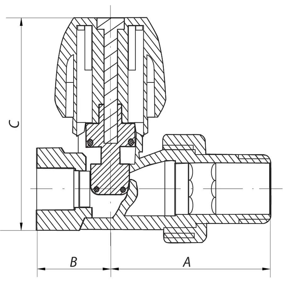 Вентиль радіаторний прямий 1/2x1/2 (Koer KR.907) (KR2847)