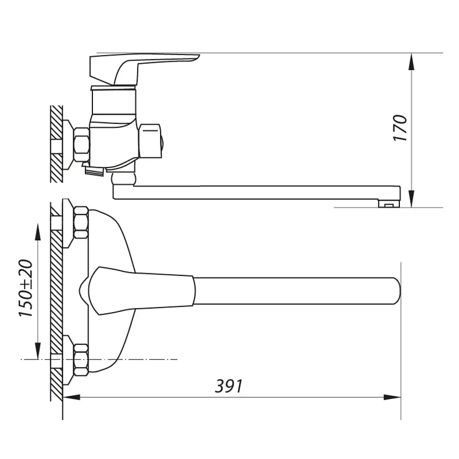 Змішувач для ванни Zerix NGB 180 (ZX0043)