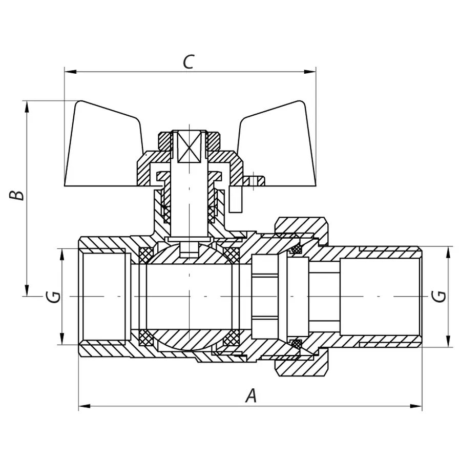 Кран з американкою 1/2" прямий Waterpro червоний (WP0151)