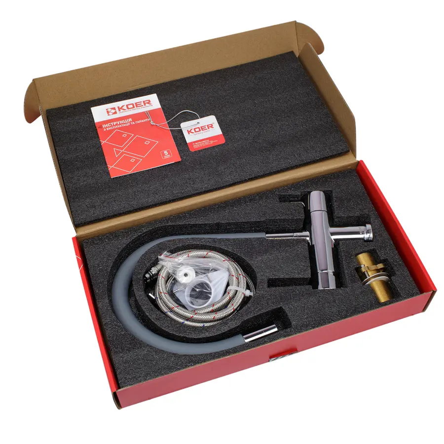 Кухонний змішувач з силік. виливом і вих. для питної води KOER KB-72002-01 (KR3383)