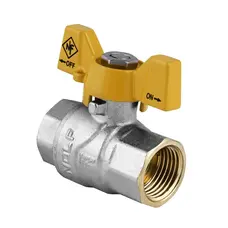 Кран кульовий Nolf NF.712 - 1/2" FF ГГМ YELLOW, ручка "метелик" жовта (NF2945)