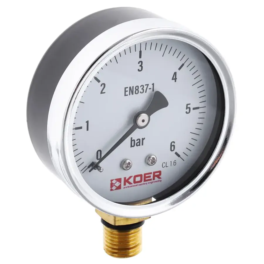 Манометр радіальний (KOER KM.610R) (0-6 bar), D 63мм, 1/4''-1/2'' (KR0204)