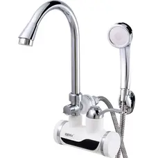 Водонагрівач НАСТІННИЙ 3,3 kW проточний, з індикатором температури, ПЗВ ZERIX ELW08-EPW (зі шлангом та лійкою (ZX2751)