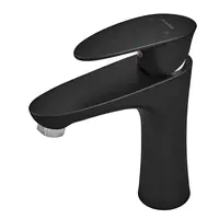 Змішувач для умивальника Plamix Cezar-001 SET Matte black (з підведенням) (PM0662)