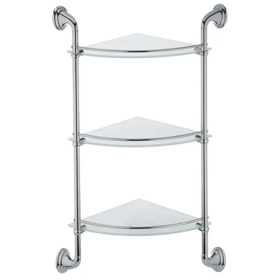 Полиця у ванну кутова скляна 3-ярусна Zerix LR1507-3 (LL1409)