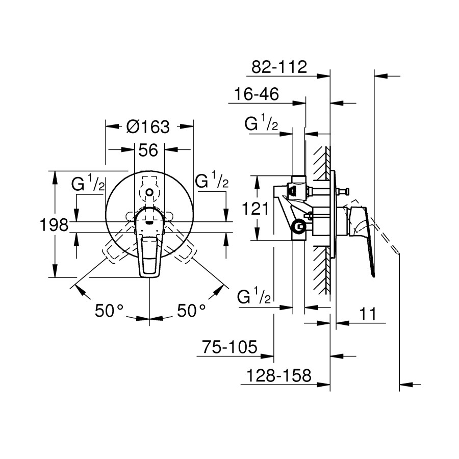 Змішувач прихованого монтажу на 2 споживача Grohe BauLoop New (29081001)