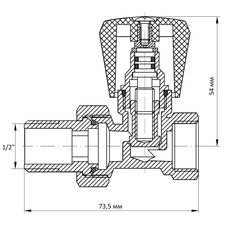 Вентиль прямий 1/2x1/2 "антіпротічка" Koer KR.903-Gi (KR0175)