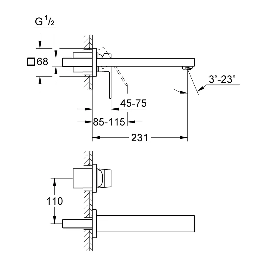 Змішувач для раковини прихованого монтажу Grohe Eurocube (23447000)