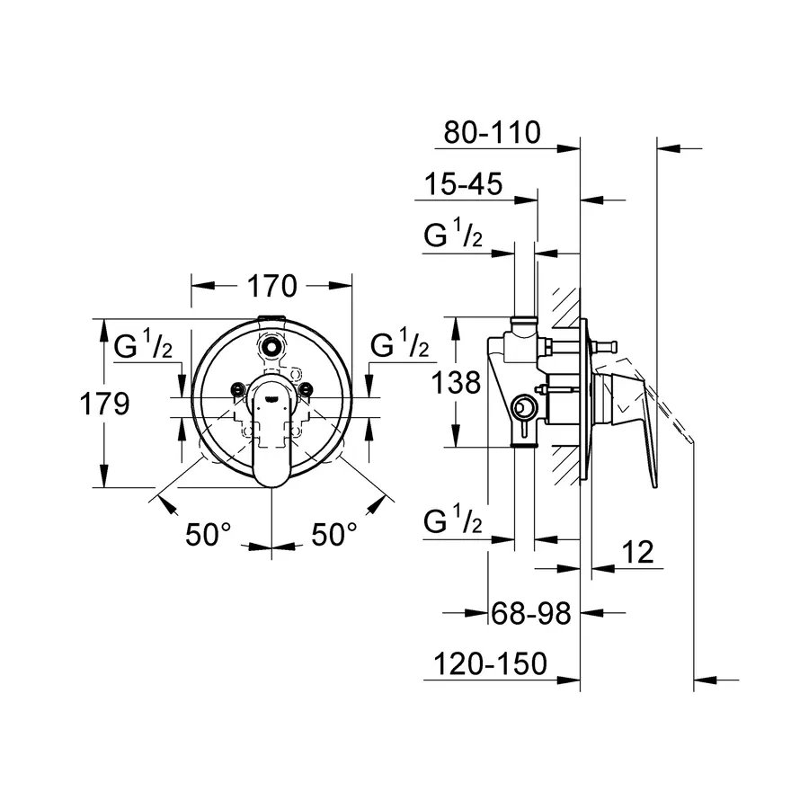 Змішувач прихованого монтажу на 2 споживача Grohe Eurosmart Cosmopolitan (32879000)