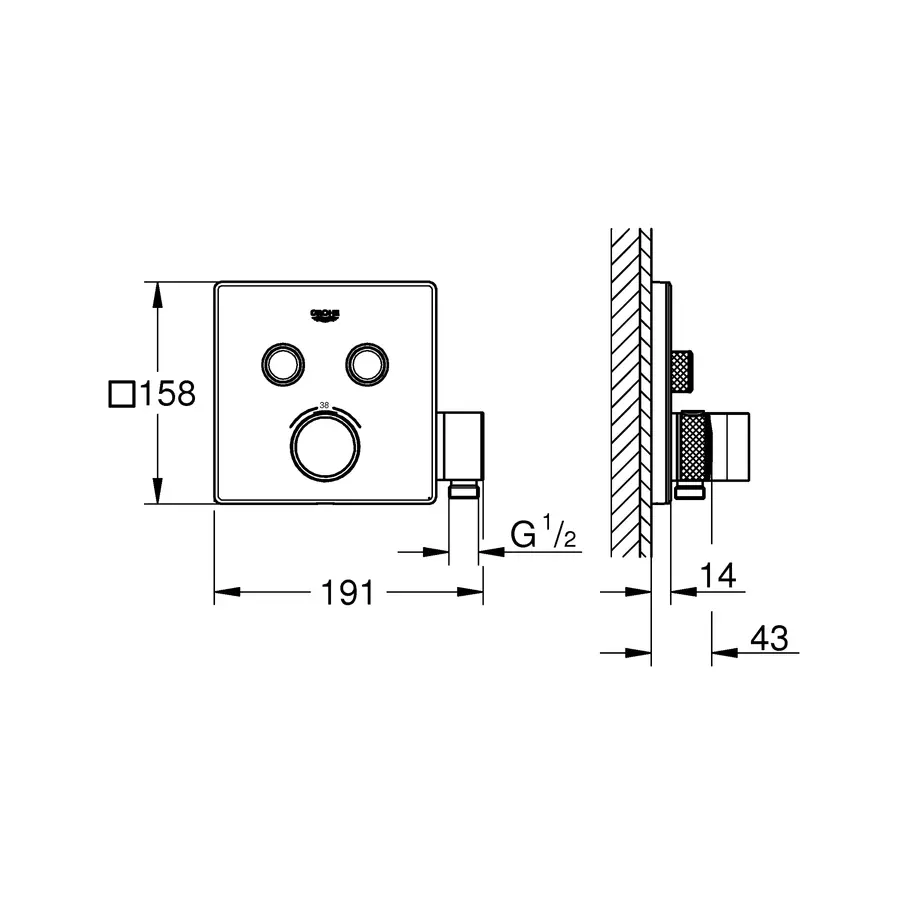 Термостат прихованого монтажу на 2 споживача Grohe Grohtherm SmartControl (29125000)
