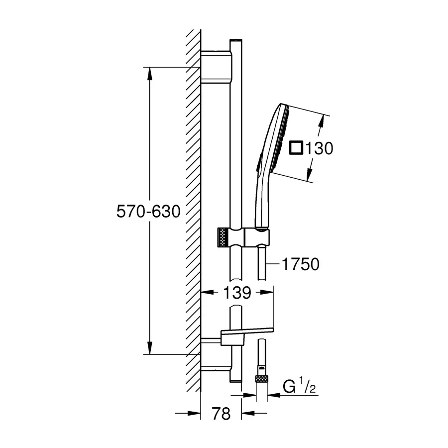 Душовий гарнітур зі штангою, 3 режими струменю Grohe Rainshower SmartActive (26583000)