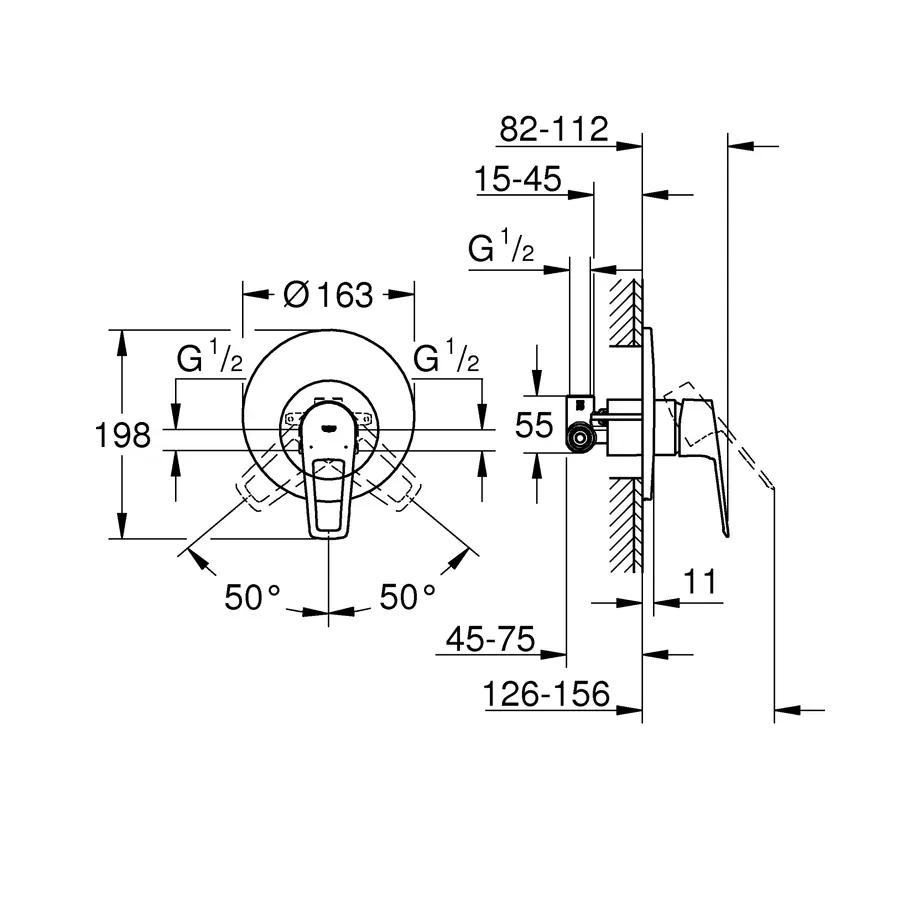 Змішувач прихованого монтажу для 1 споживача Grohe BauLoop New (29080001)