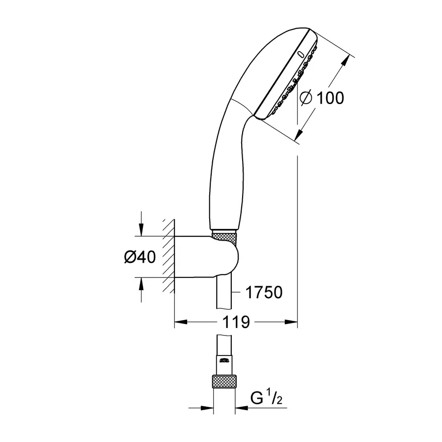 Душовий набір з тримачем, 3 режими струменю Grohe New Tempesta Classic (27849001)