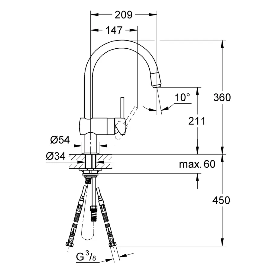 Змішувач для кухні з висувним виливом Grohe Minta (32918000)