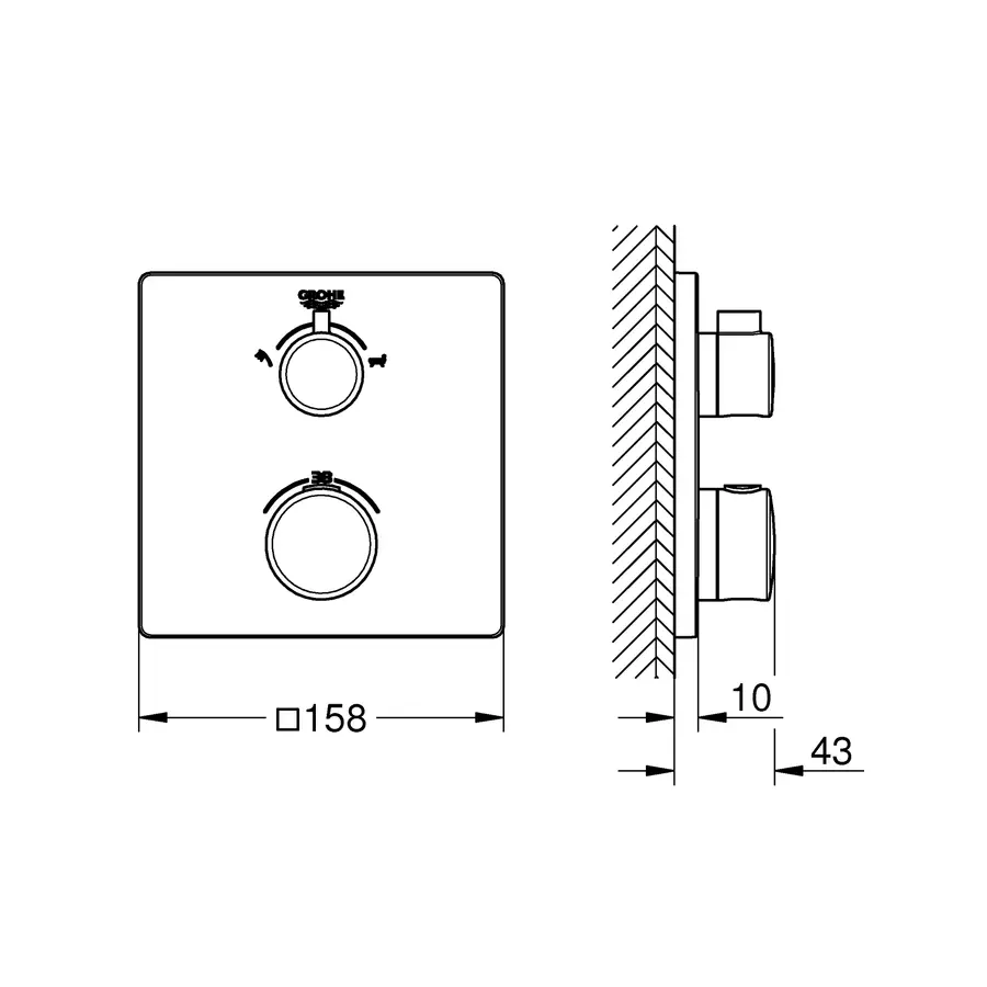 Термостат прихованого монтажу на 2 споживача Grohe Grohtherm Convent. Concealed (24080000)