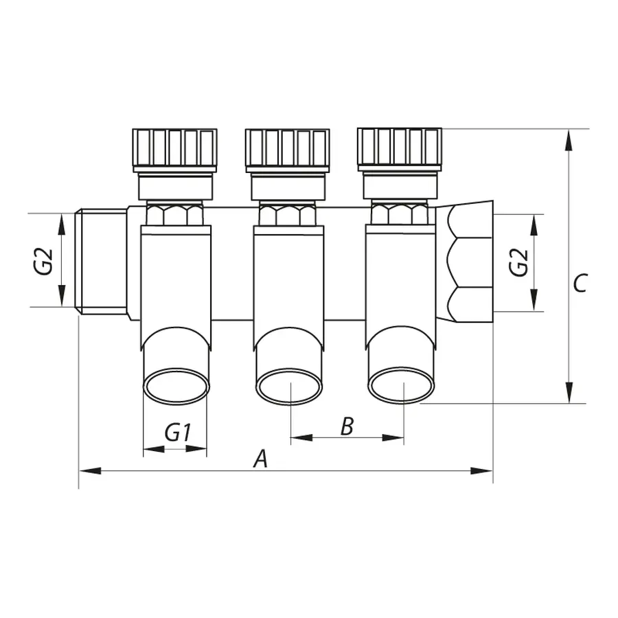 Колектор для теплої підлоги Koer KR.1124-4 1"x4 ways (KR2834)