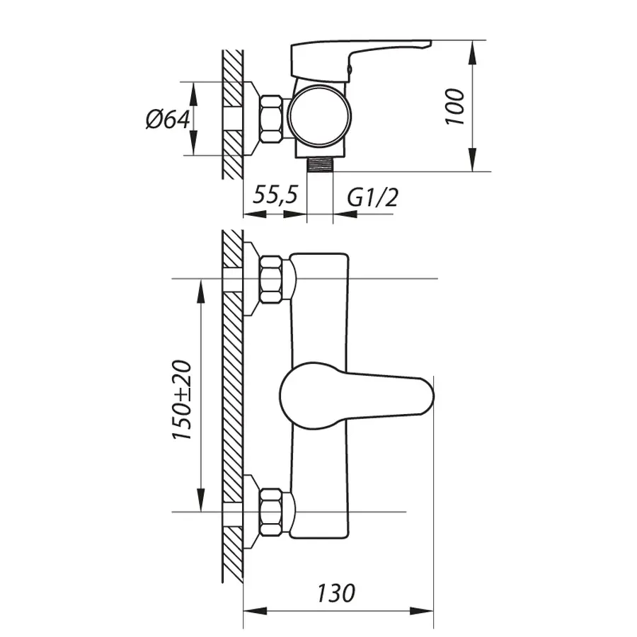 Змішувач для душа Zerix PUD5 045 (ZX0205)