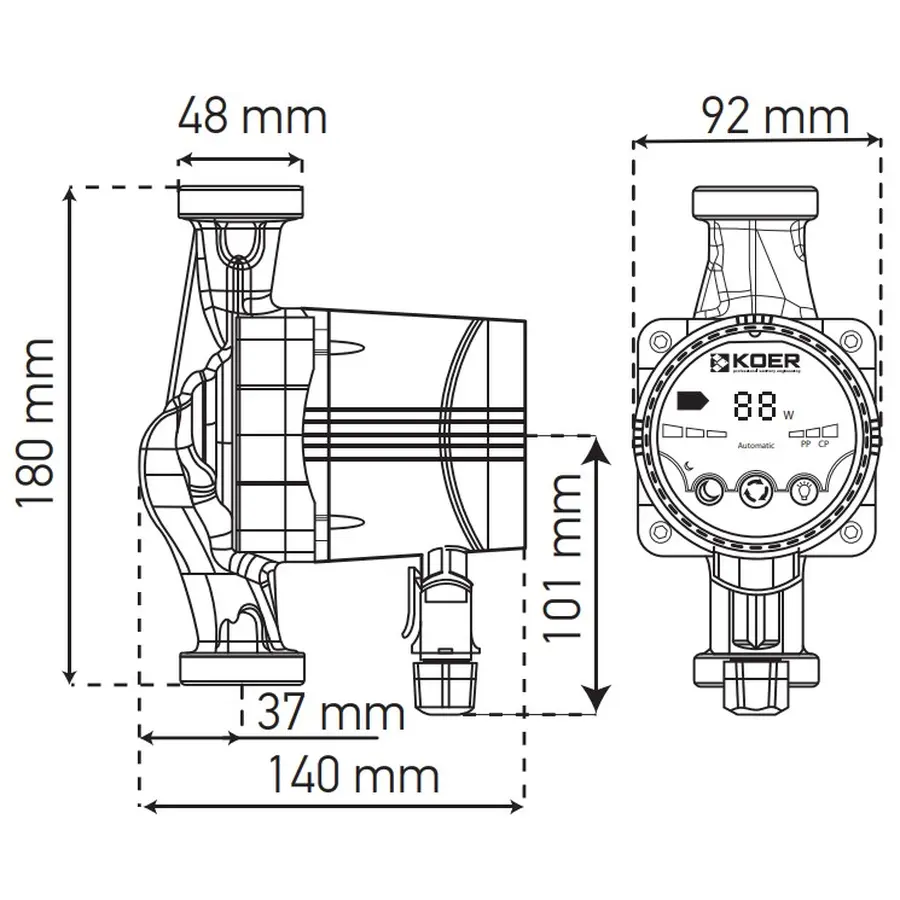 Насос циркуляційний відцентр. енергосберег. Koer KP.N25/4-180 (KP0246)