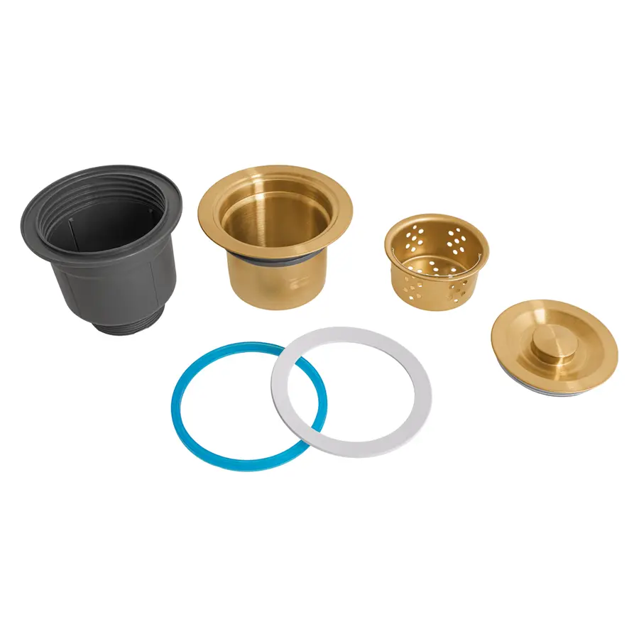 Золотий сифон для мийки на кухню з нержавійки з переливом