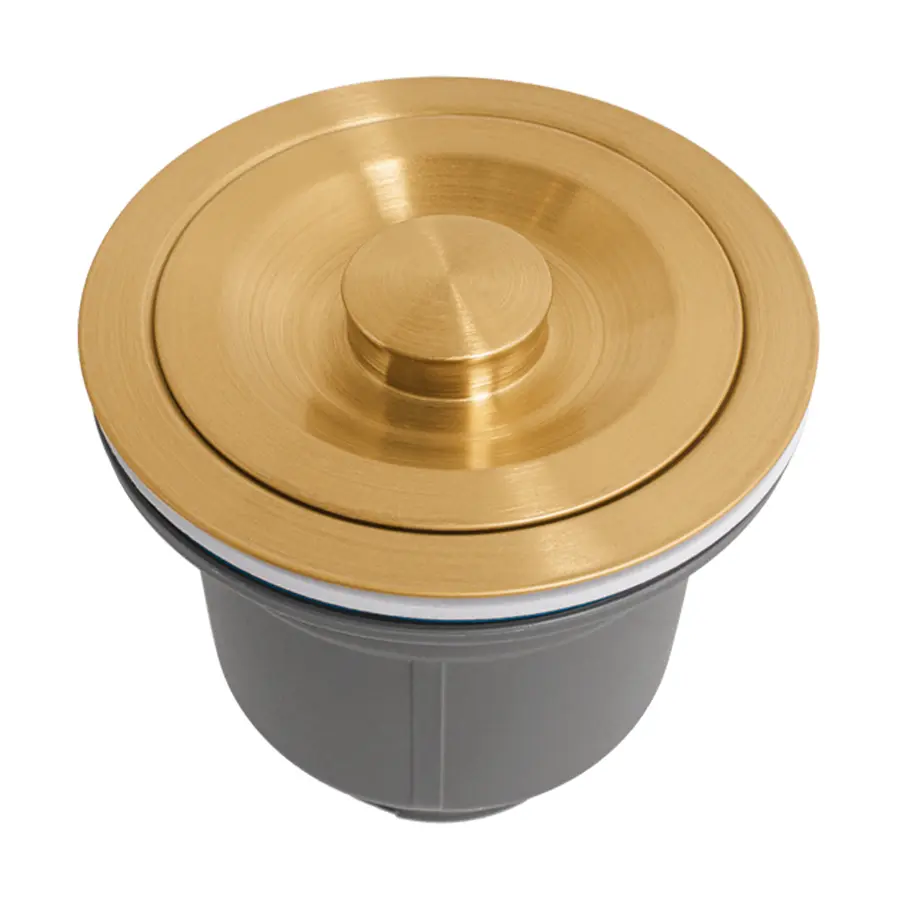 Золотий сифон для мийки на кухню з нержавійки з переливом