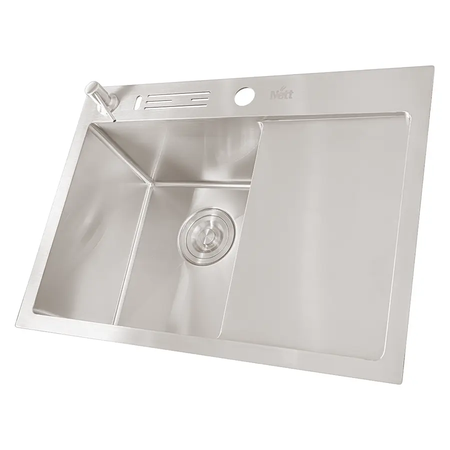 Накладна кухонна мийка з правим крилом Nett NS-6045(R)