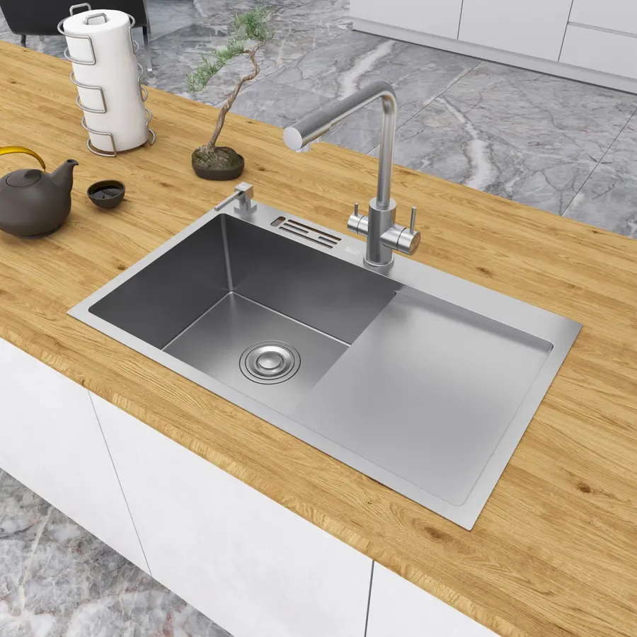 Накладна кухонна мийка з правим крилом Nett NS-7848(R)