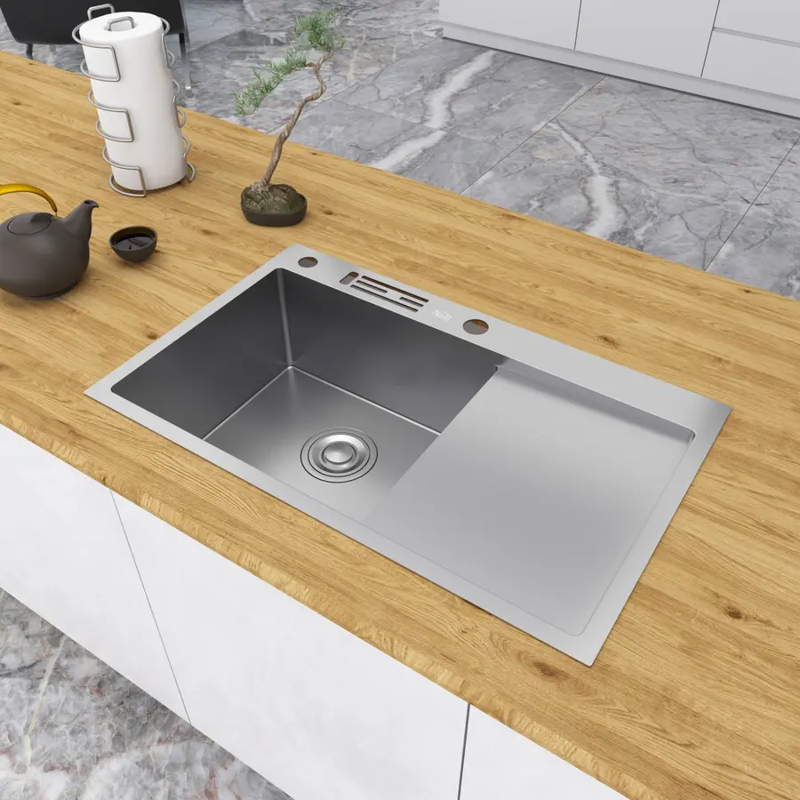 Накладна кухонна мийка з правим крилом Nett NS-7848(R)