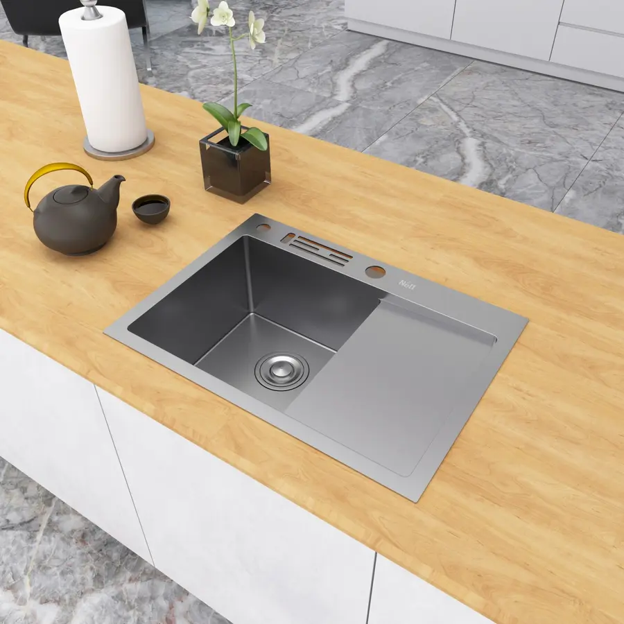 Накладна кухонна мийка з правим крилом Nett NS-6045(R)
