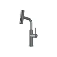 Змішувач на кухню водоспад з висувною лійкою графіт Nett LGr-35