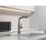 Змішувач на кухню водоспад з висувною лійкою графіт Nett LGr-35