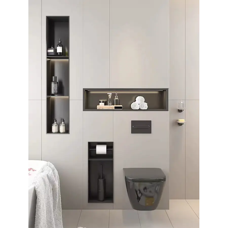 Полиця до туалета металева вбудована чорна Nett TB-78