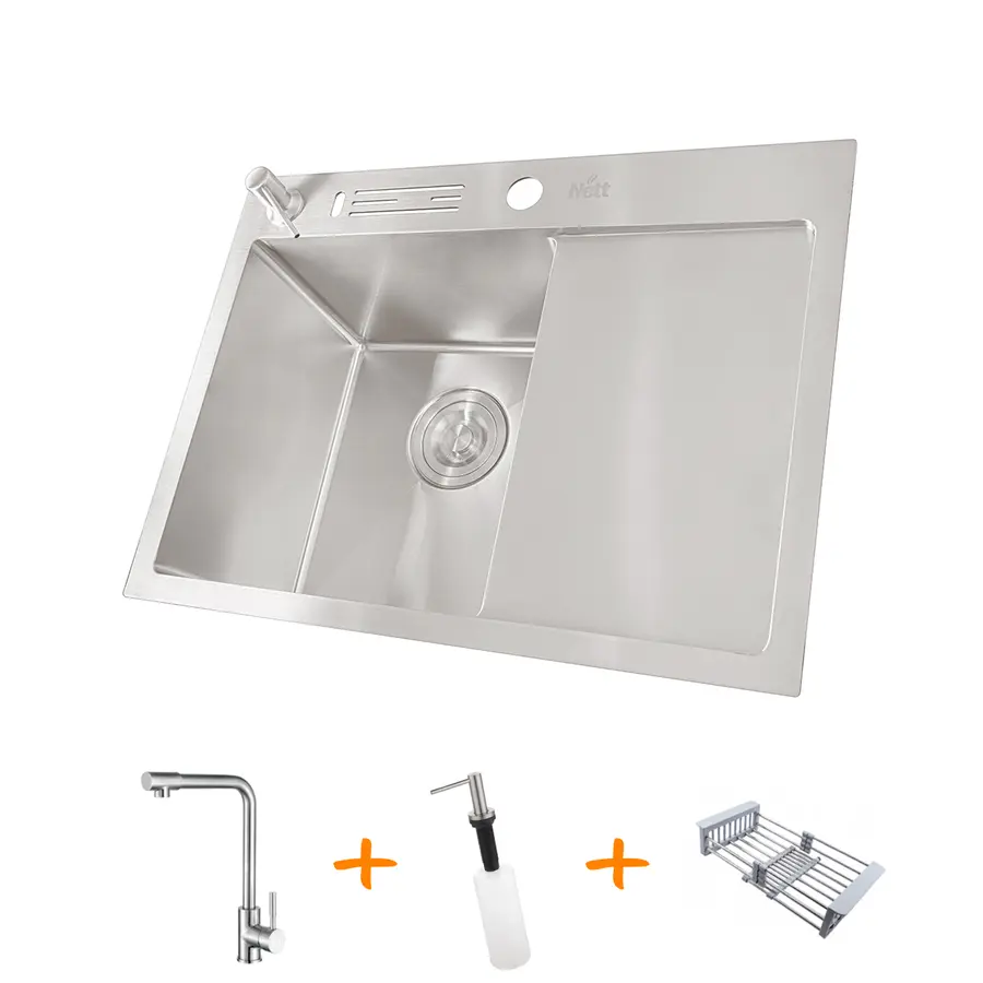 Комплект кухонної мийки та змішувача з нержавіючої сталі NS-6045